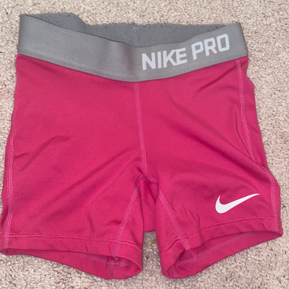 Pink children’s nike pro shorts